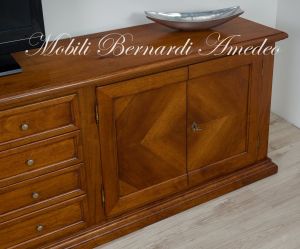 Removable living room furniture in walnut wood with classic style doors and drawers